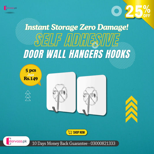 Self Adhesive Door Wall Hangers Hooks (5Pcs)