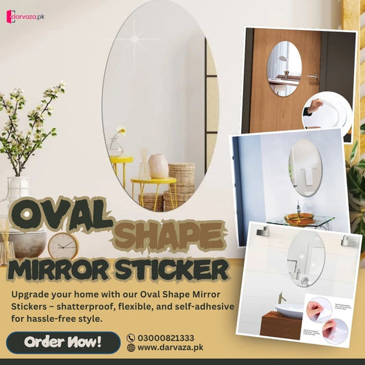 Mega Sale Offer - Shatterproof, Flexible, Stylish and Self Adhesive Oval Shape Mirror Sticker Rs 799
