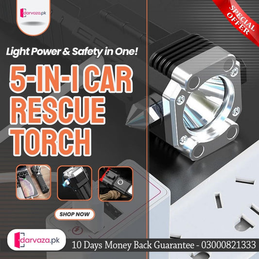 Side Flood Light Long Distance Beam Range Car Rescue Torch with Hammer Window Glass and Seat Belt Cutter