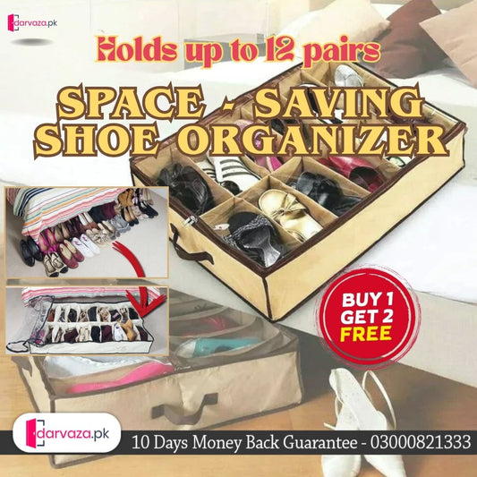 Buy 1 Get 2 Free Shoe Organizer 12 Pairs Under Bed Storage Bag