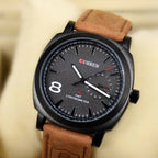 Brown Leather Strap Wrist Watch For Men
