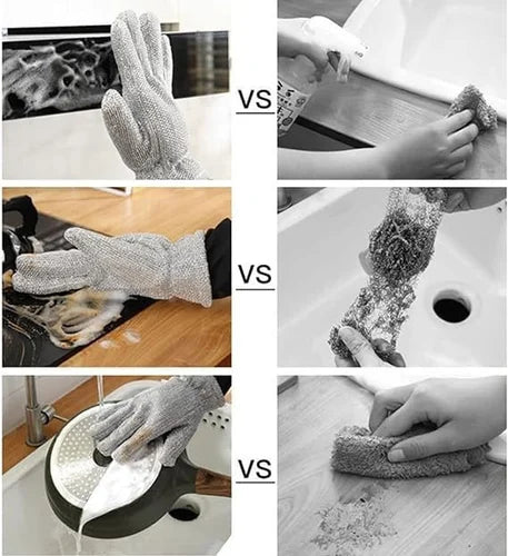 Kitchen Dish Silver Wire Cleaning Gloves
