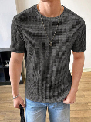 Waffle Knitted T-Shirt – CHARCOAL