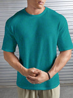 Oversized Waffle Knit Tee for Men – TURKISH GREEN