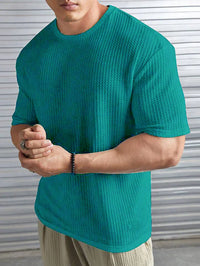 Oversized Waffle Knit Tee for Men – TURKISH GREEN