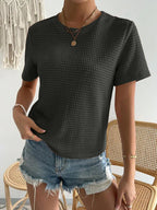 Waffle Knitted Tee – Charcoal