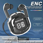 Air39 Wireless Earbuds With Crystal Clear Sound, Bluetooth 5.3, Transparent Case, Heavy Bass Stereo Sound