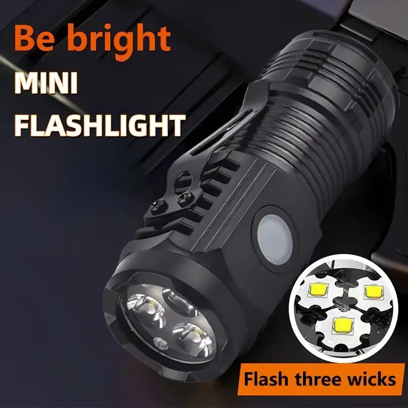 Rechargeable 3 Led Mini Flashlight Emergency Touch Light with Out Magnetic