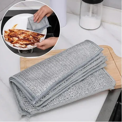 Silver Wire Kitchen Cleaning Dish Cloth (3 Pcs)