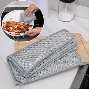 Silver Wire Kitchen Cleaning Dish Cloth (3 Pcs)