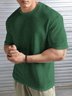 Oversized Waffle Knit Tee for Men – OLIVE