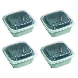 Grand Sale Offer Buy 1 Get 2 Free 2 In 1 Fruit / Vegetables Storage & Drain Basket With Lid Cover In Rs 999 (3 Baskets)
