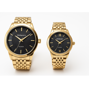 LuxeBond Gold-Black – Couple Watches Set