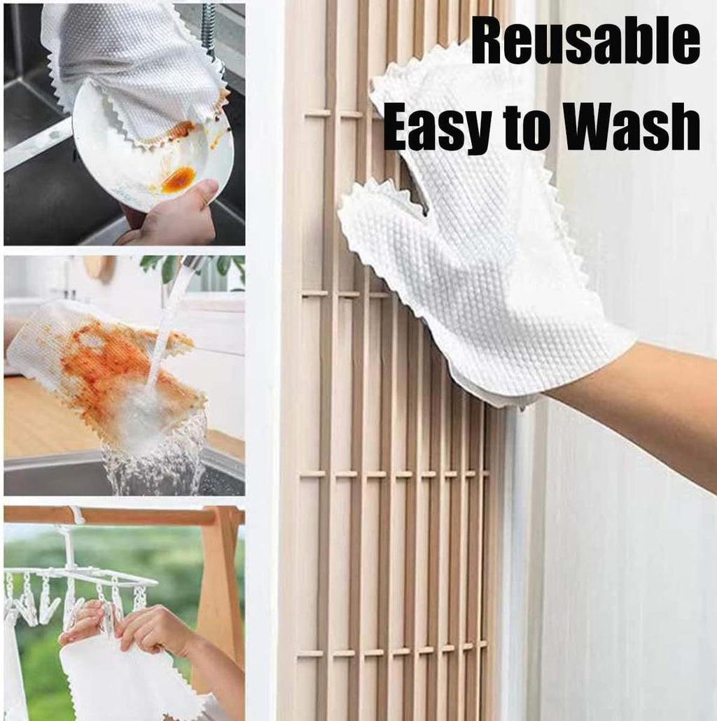 (Pack of 10) Reusable Dust Cleaning Non Woven Fish Scale Duster Household Kitchen Gloves Clean Tools