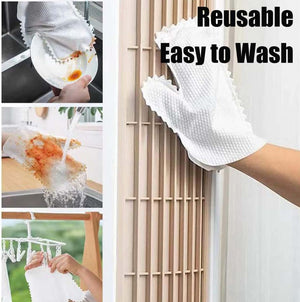 (Pack of 10) Reusable Dust Cleaning Non Woven Fish Scale Duster Household Kitchen Gloves Clean Tools