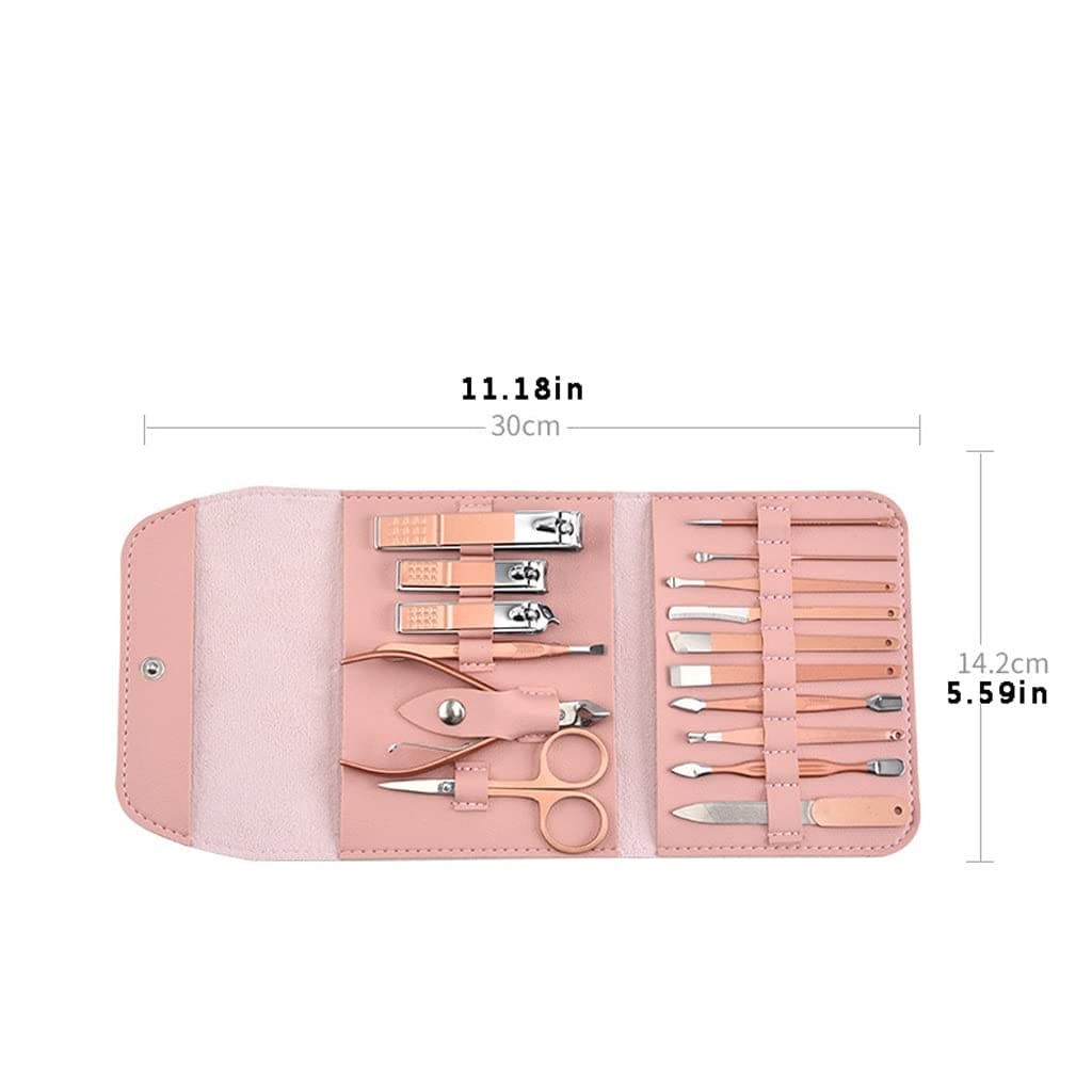 Stainless Steel Professional Manicure Pedicure Grooming Nail Clipper Kit Set For Women (16 Pcs)