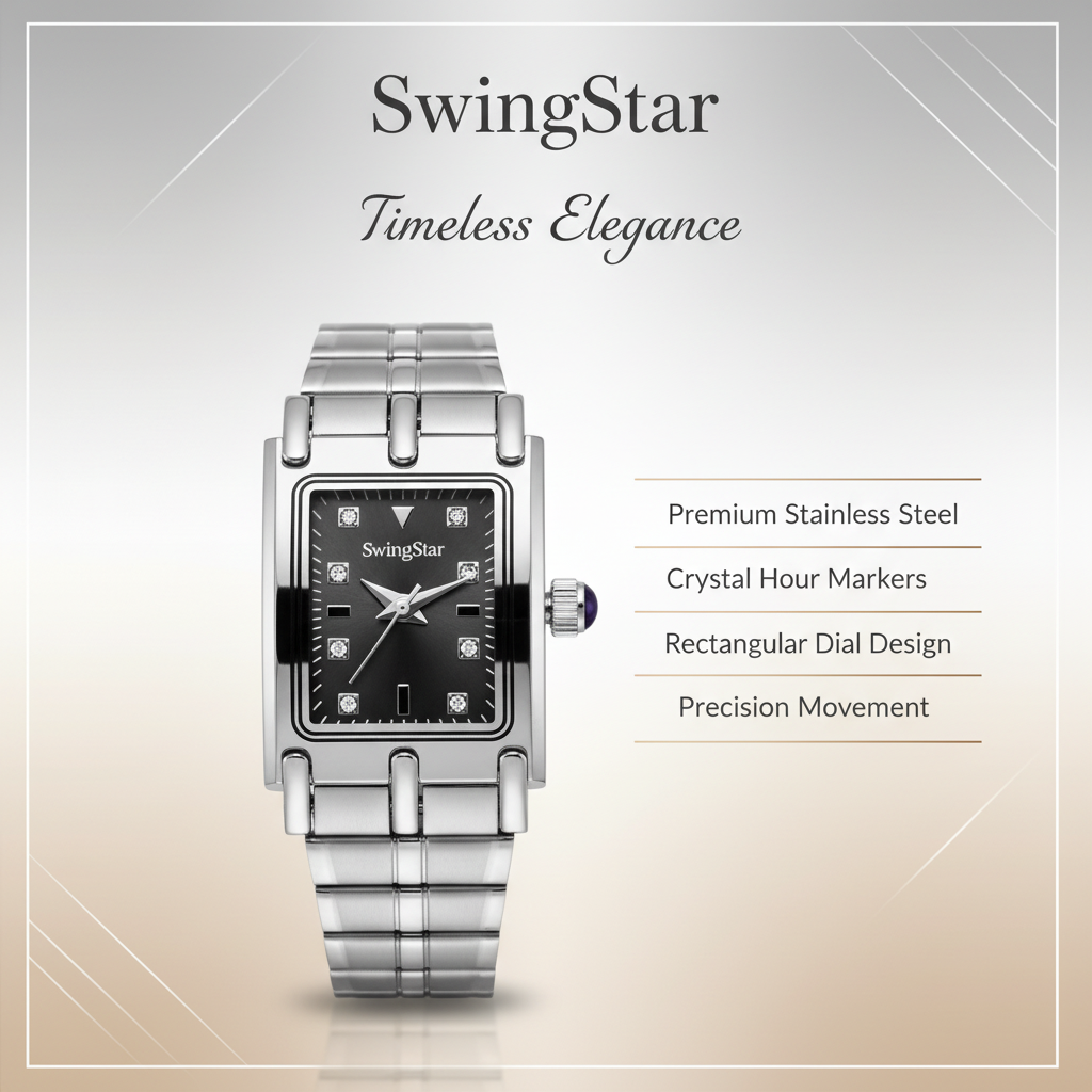 Swingstar Silver & Black Dial Women Watch