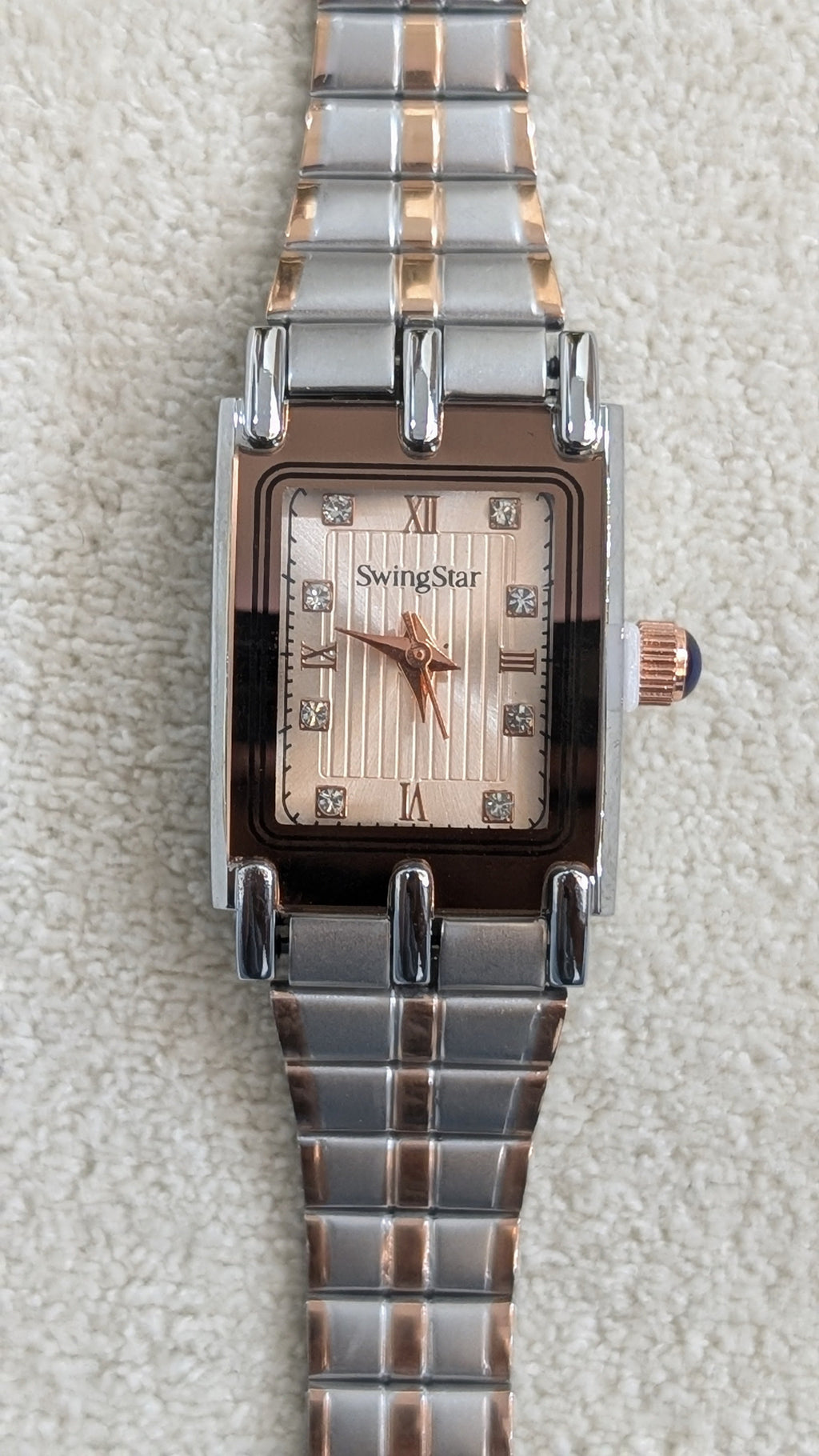 Swingstar Silver & White Dial with Brown-Line Women Watch
