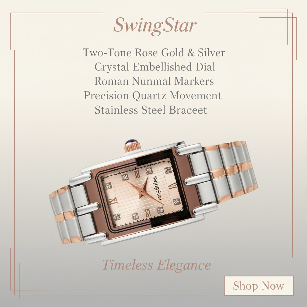 Swingstar Silver & White Dial with Brown-Line Women Watch